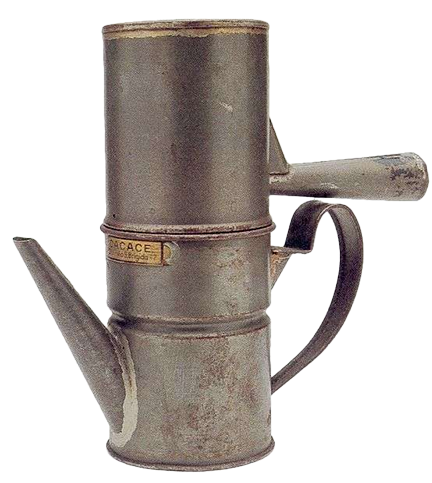 A vintage 1930s Neapolitan flip coffee pot, showcasing the traditional Italian brewing method before the invention of the Moka Pot.